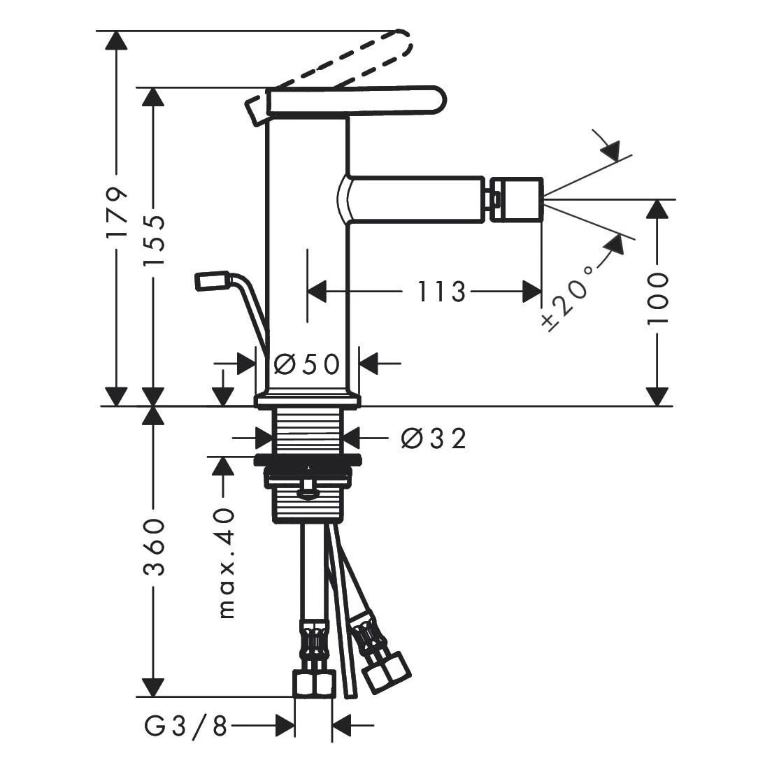 AXOR One Einhebel-Bidetmischer Mit Zugstangen-Ablaufgarnitur 3 AXOR One Einhebel-Bidetmischer Mit Zugstangen-Ablaufgarnitur