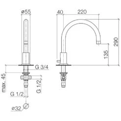 Dornbracht TARA Wanneneinlauf Mit Automatischer Umstellung Von Wanne Und Brause