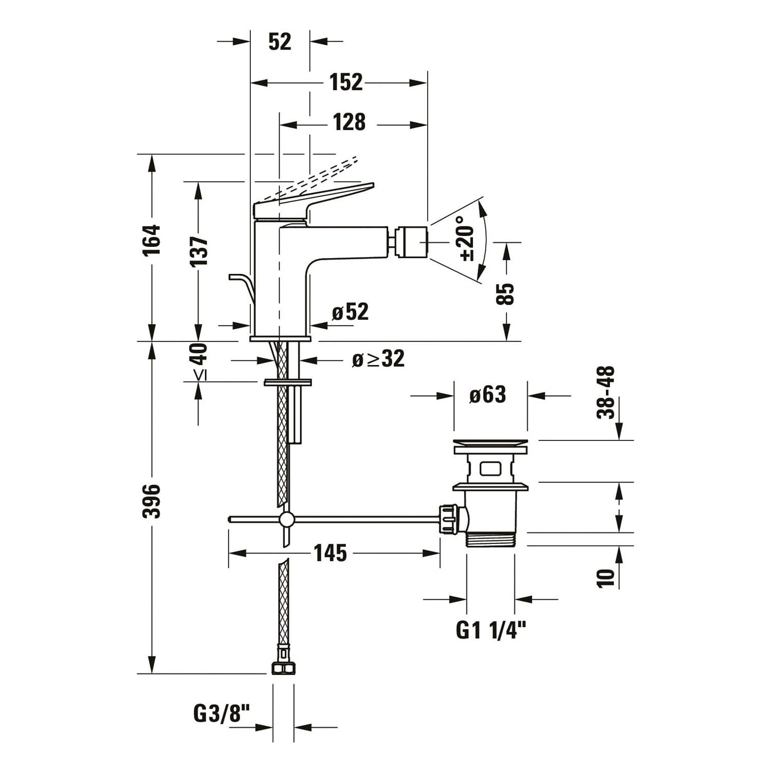 Duravit Wave Einhebel-Bidetarmatur Mit Zugstangen-Ablaufgarnitur 4 Duravit Wave Einhebel-Bidetarmatur Mit Zugstangen-Ablaufgarnitur – Bild 2