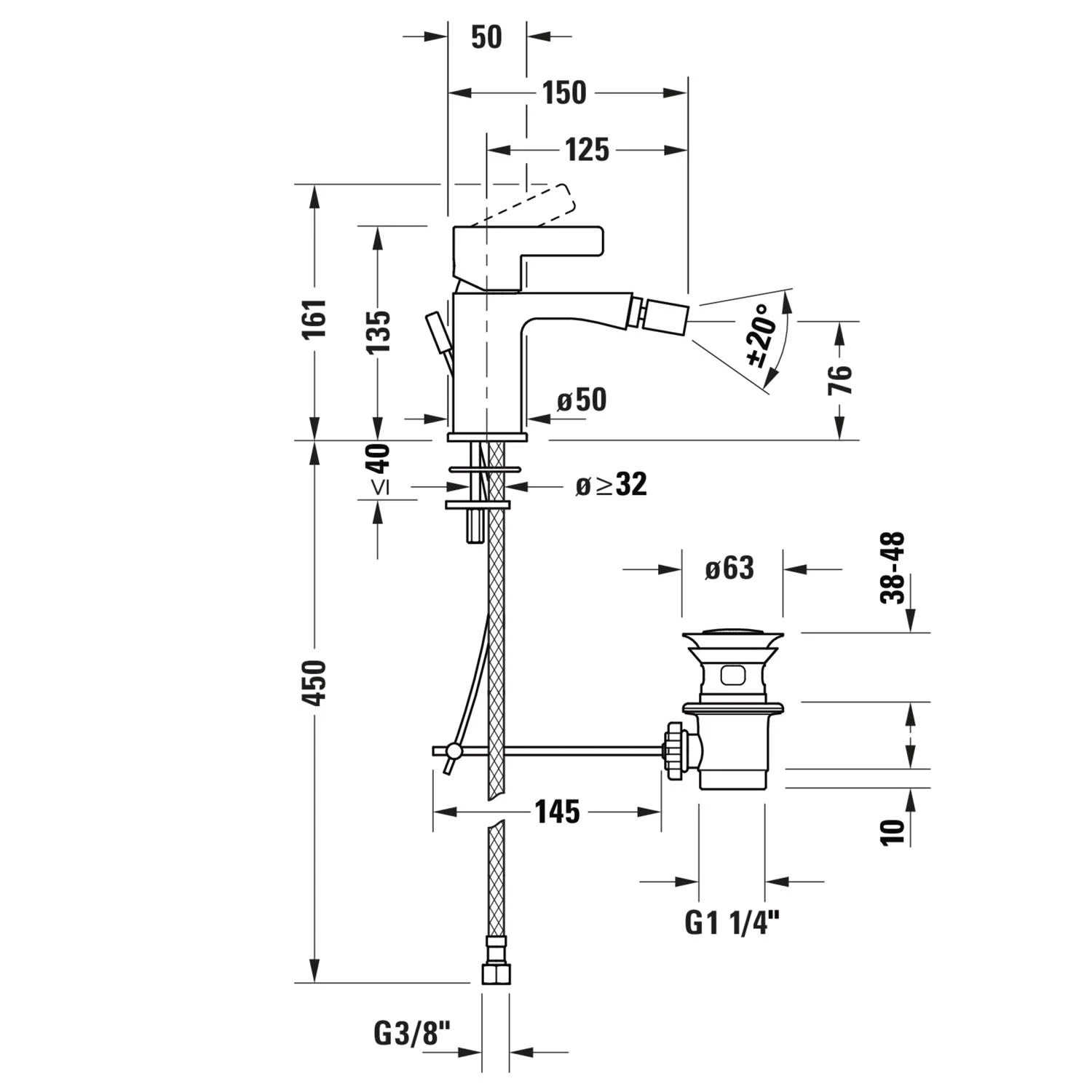Duravit D-Neo Einhebel-Bidetmischer Mit Zugstange 6 Duravit D-Neo Einhebel-Bidetmischer Mit Zugstange – Bild 4