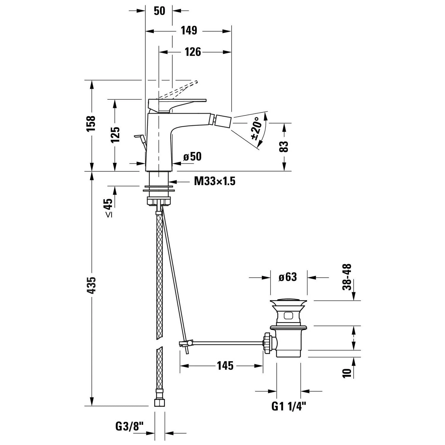 Duravit Tulum Einhebel-Bidetmischer 3 Duravit Tulum Einhebel-Bidetmischer