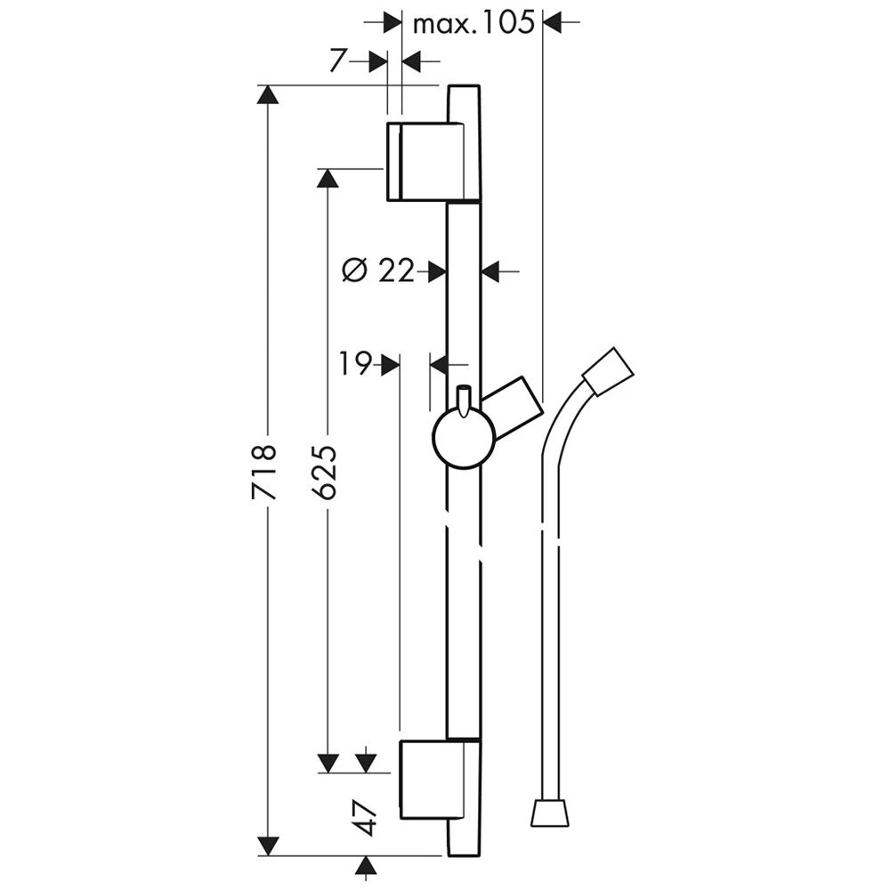 Hansgrohe Unica S Puro Brausenstange 65 Cm 4 Hansgrohe Unica S Puro Brausenstange 65 Cm – Bild 2