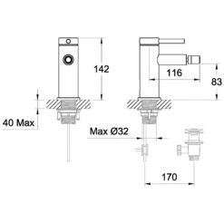 Avenarius Linie 280 Bidet-Einhebelmischbatterie