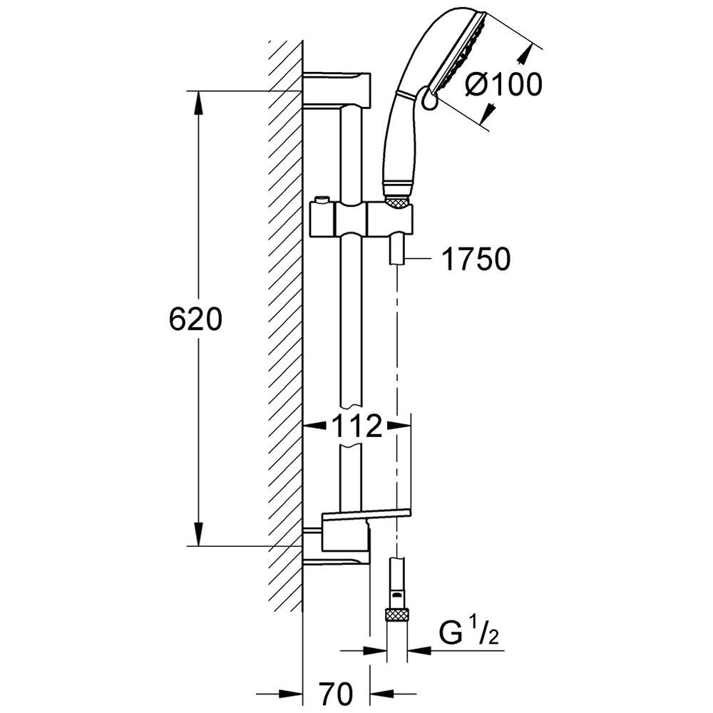 GROHE Tempesta Rustic 100 Brausestangenset 4 Strahlarten 3 GROHE Tempesta Rustic 100 Brausestangenset 4 Strahlarten