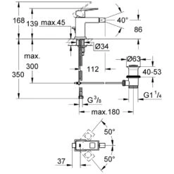 GROHE Eurocube Einhand-Bidetbatterie, DN15