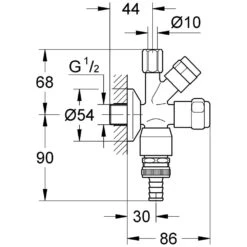 GROHE Eggemann WAS Kombi-Eckventil DN 15 Mit Rohrbelüfter Bauform C