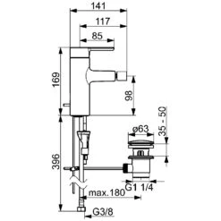 Hansa HANSADESIGNO Style Bidet-Einhand-Einlochbatterie Für Sitzwaschbecken