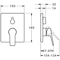 Hansa HANSATWIST Einhand-Wannen-Funktionseinheit Mit Sicherungseinrichtung, Rosette Eckig