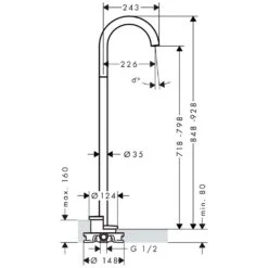 AXOR Uno Wanneneinlauf Bodenstehend Mit Gebogenem Auslauf