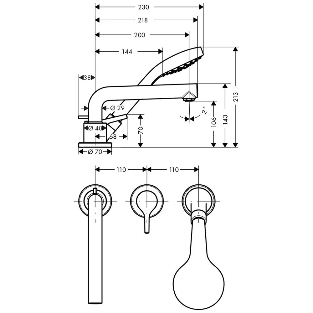 Hansgrohe Talis S 3-Loch Einhebel-Wannenrandmischer 3 Hansgrohe Talis S 3-Loch Einhebel-Wannenrandmischer