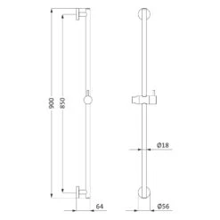 Herzbach LIVING SPA Wandstange 90 Cm, Rund