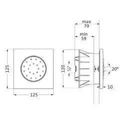 Herzbach LIVING SPA Unterputz-Seitenbrause, Eckig