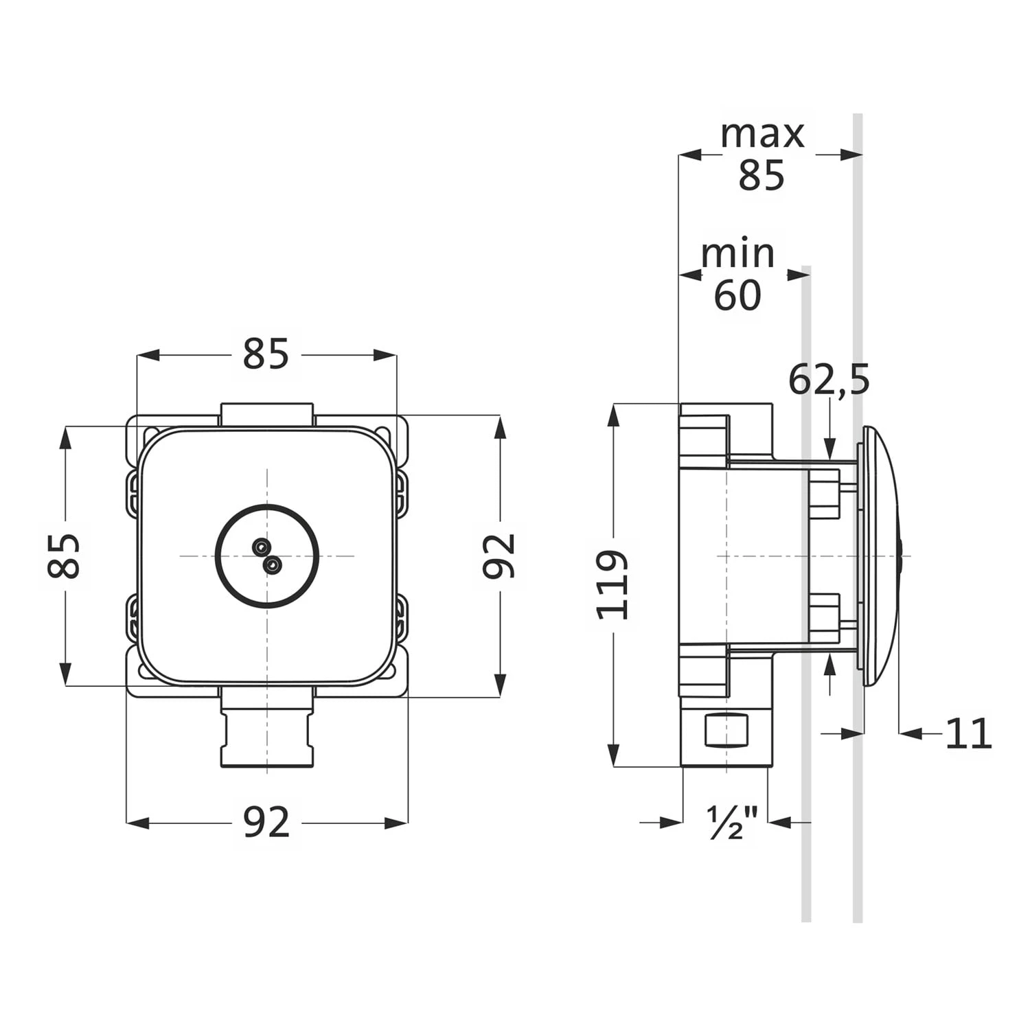 Herzbach LIVING SPA Unterputz-Seitenbrause Soft 3 Herzbach LIVING SPA Unterputz-Seitenbrause Soft