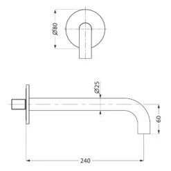 Herzbach DEEP IX Wandauslauf, Ausladung 24 Cm