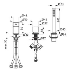 Herzbach DESIGN IX Dreiloch-Wannenarmatur
