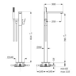 Herzbach NEO CASTELL Wanneneinlaufsäule Bodenstehend