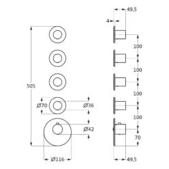 Herzbach LOGIC XL 4 Farbset Für Universal-Thermostat-Modulmit 4 Eckigen Blenden