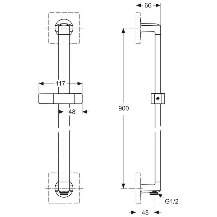 Ideal Standard Archimodule Brausestange 90 Cm, Mit Integriertem Wandanschlussbogen 3 Ideal Standard Archimodule Brausestange 90 Cm, Mit Integriertem Wandanschlussbogen