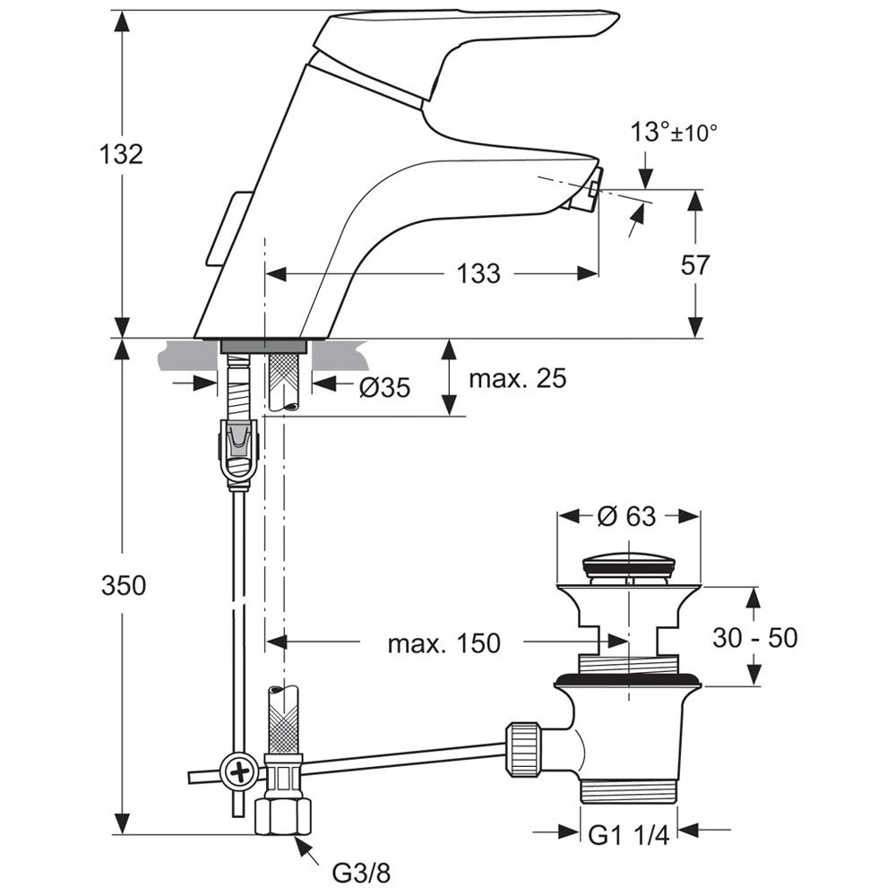 Ideal Standard CeraMix Blue Bidetarmatur 3 Ideal Standard CeraMix Blue Bidetarmatur