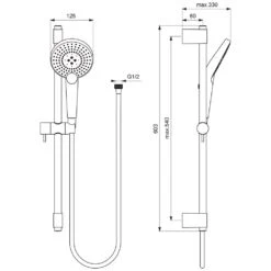 Ideal Standard Idealrain Evo Jet Brausekombination Mit 3-Funktionshandbrause, 60 Cm