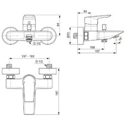 Ideal Standard Tesi Einhebel-Wannenarmatur AP
