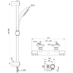 Ideal Standard CeraTherm T25 AP Brausekombination 60 Cm Mit Thermostat -DuschWelt Geschaft hersteller ideal standard badarmaturen ceratherm dusche 3573818
