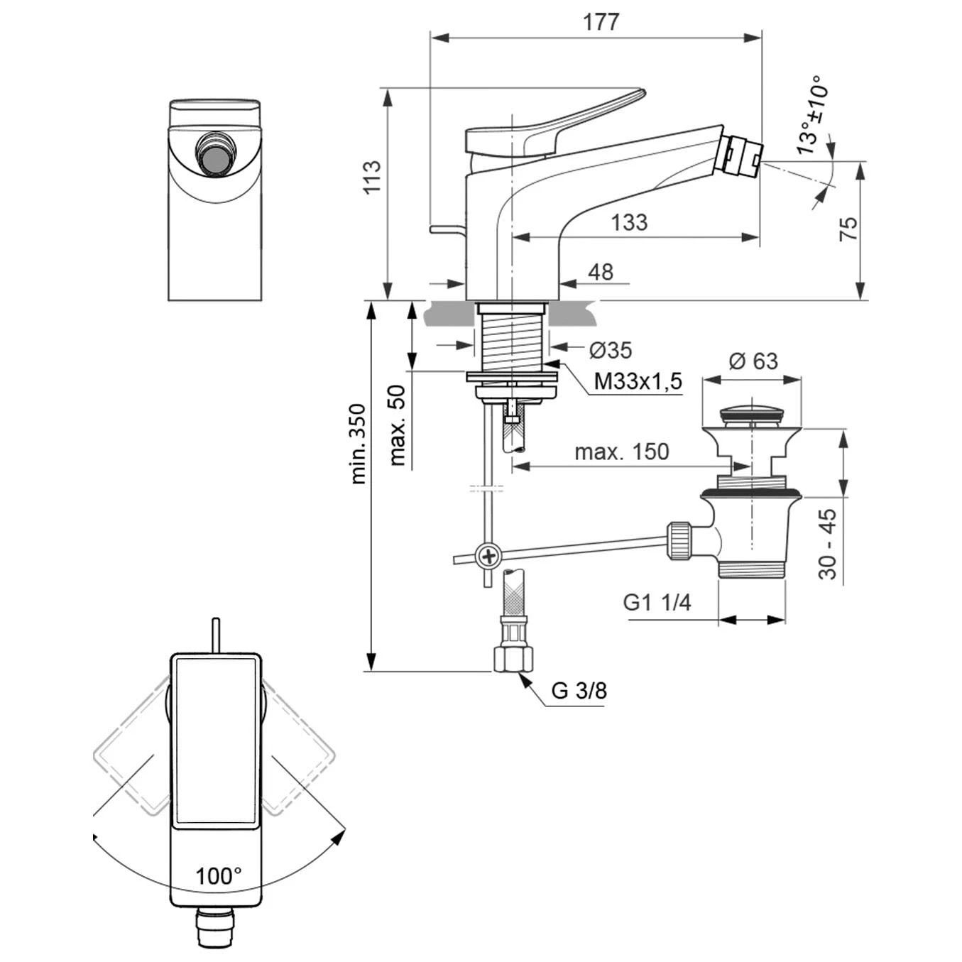 Ideal Standard Conca Bidetarmatur Mit Ablaufgarnitur 6 Ideal Standard Conca Bidetarmatur Mit Ablaufgarnitur – Bild 4
