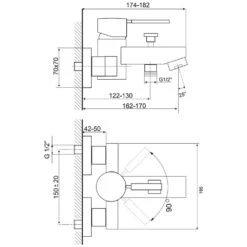 Kaja Bquadrat Einhand-Wannenfüll- Und Brausearmatur, Ohne Brausegarnitur