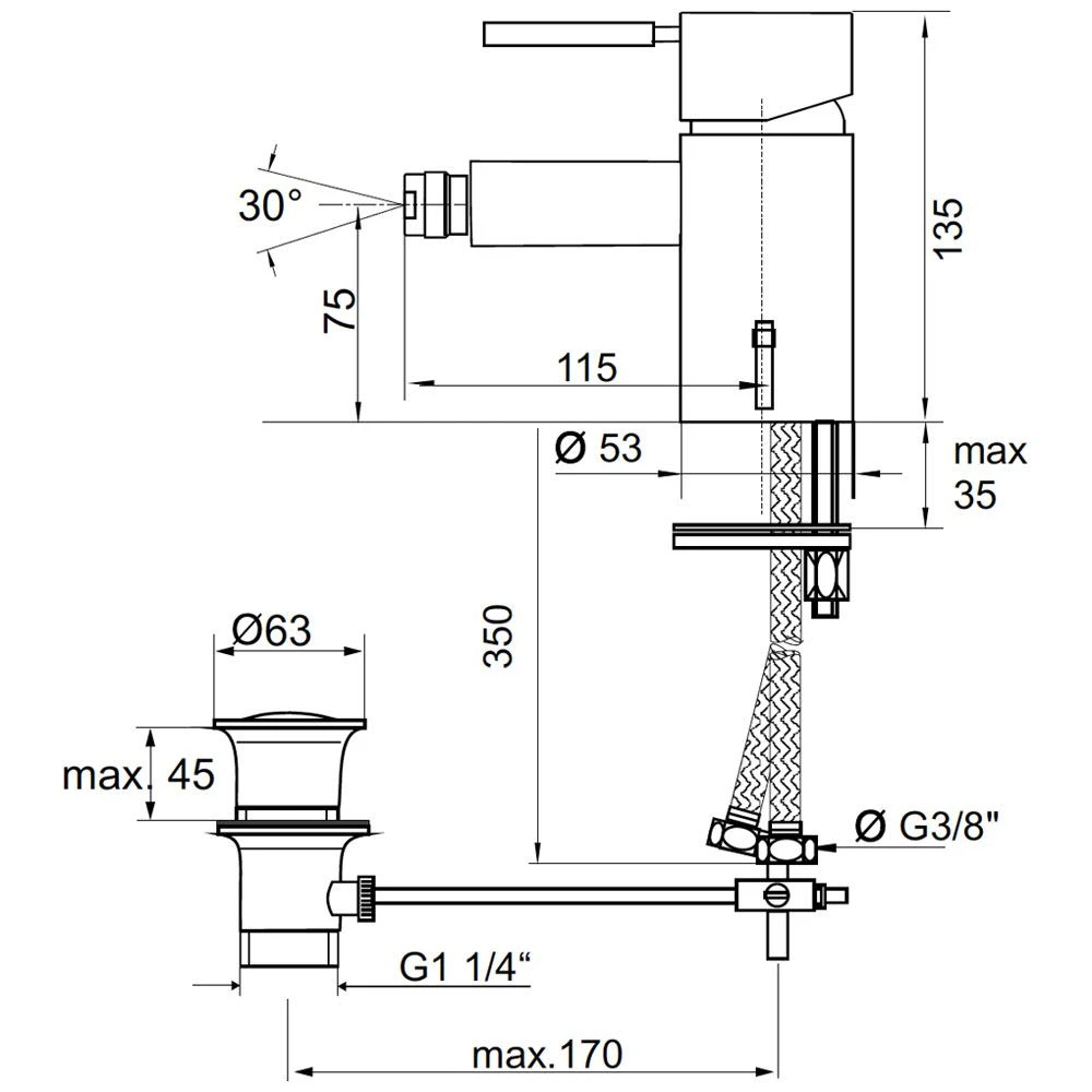 Kaja Bquadrat Bidetarmatur 3 Kaja Bquadrat Bidetarmatur