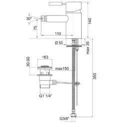 Kaja-IPURI Einhand-Bidetarmatur Mit Zugknopf-Ablaufgarnitur -DuschWelt Geschaft hersteller kaja ipuri bidet einhand bidetarmatur 1226412