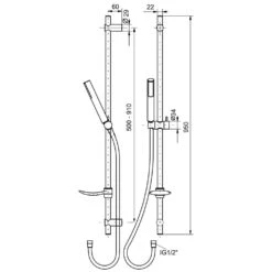 Kaja IPURI-Brausestangen-Set 90 Cm