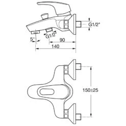 Kaja MIX Einhand-Wannenfüll- Und Brausearmatur DN15, Mit Bügelhebel -DuschWelt Geschaft hersteller kaja mix wanne einhand wannenfuell 1224970