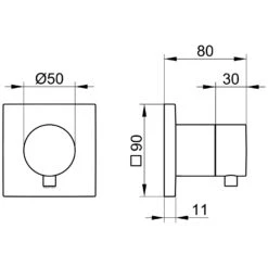 Keuco IXMO Absperrventil UP DN15 Eckig Mit Griff Comfort