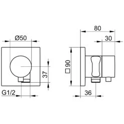 Keuco IXMO Absperrventil Mit Schlauchanschluss Und Brausehalter UP Eckig, Griff Comfort