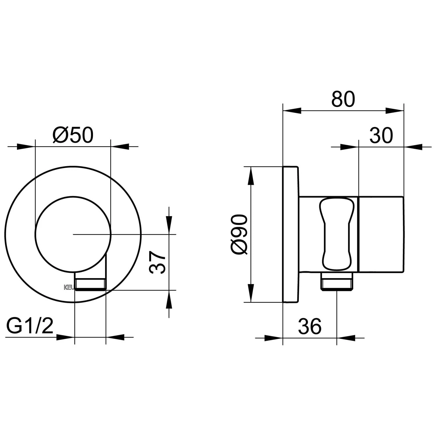 Keuco IXMO 2-Wege Umstellventil Mit Schlauchanschluss Und Brausehalter UP DN15 Rund 3 Keuco IXMO 2-Wege Umstellventil Mit Schlauchanschluss Und Brausehalter UP DN15 Rund