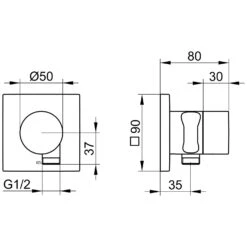 Keuco IXMO 2-Wege Umstellventil Mit Schlauchanschluss Und Brausehalter UP DN15 Eckig