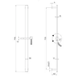 Kronenbach SUPRA Wandstangenset Q Eckig In Schwerer Messing Ausführung -DuschWelt Geschaft hersteller kronenbach brauseprogramm brausesets supra wandstangenset 1390350