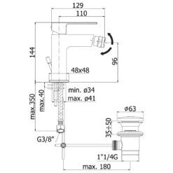 Kronenbach Quara 2.0 Black Bidet-Einhebelmischer -DuschWelt Geschaft hersteller kronenbach quara 2 black bidet 3678665