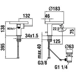 LAUFEN Kartell Einhebel-Bidetmischer Mit Deko-Disc Und Ablaufventil