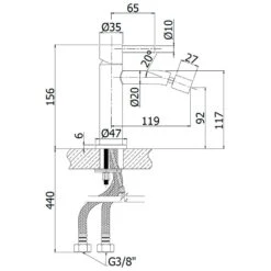 Steel 2.0 Einhebel-Bidetbatterie Ohne Ablaufgarnitur