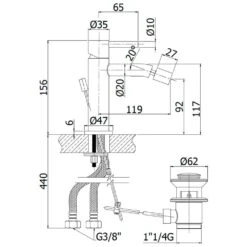 Steel 2.0 Einhebel-Bidetbatterie Mit Ablaufgarnitur