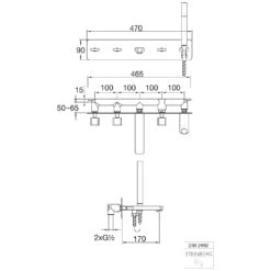 Steinberg Serie 230 5-Loch-Wanne/Brause-Wandarmatur