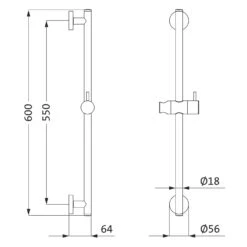 Herzbach LIVING SPA Dusch-Wandstange 60 Cm, Rund