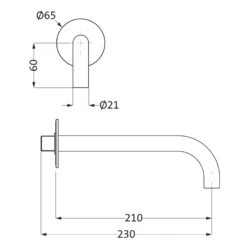 Herzbach DEEP BLACK Wandauslauf, Ausladung 21 Cm