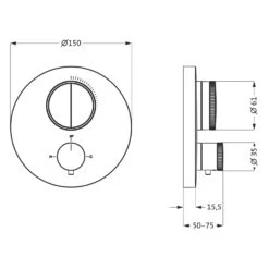 Herzbach DEEP GREY Unterputz Thermostat PUSH Round Für 2 Verbraucher