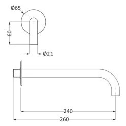 Herzbach DEEP GREY Wandauslauf, Ausladung 24 Cm