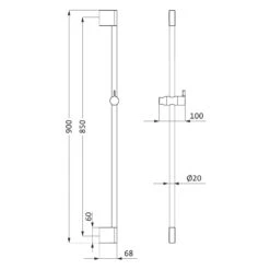 Herzbach DEEP WHITE Dusch-Wandstange Slide M