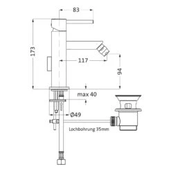Herzbach NANO Bidet-Einlochbatterie