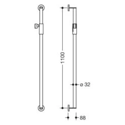 HEWI System 900 Brausehalterstange 110 Cm