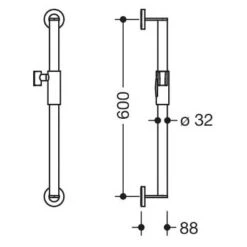 HEWI System 900 Brausehalterstange 60 Cm